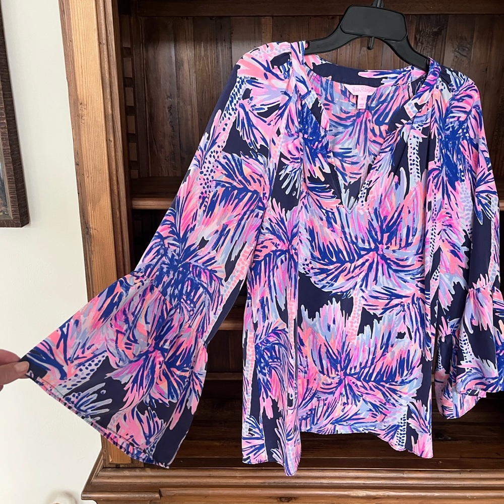 Lilly Pulitzer Pink and Blue Tropical Blouse